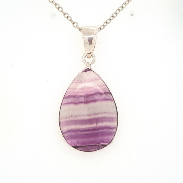 Fluorite Pendant Crystal Jewellery in 925 Sterling Silver with Healing Gemstone