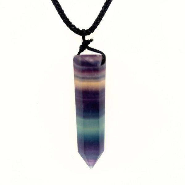 Fluorite Crystal Point Pendant Necklace