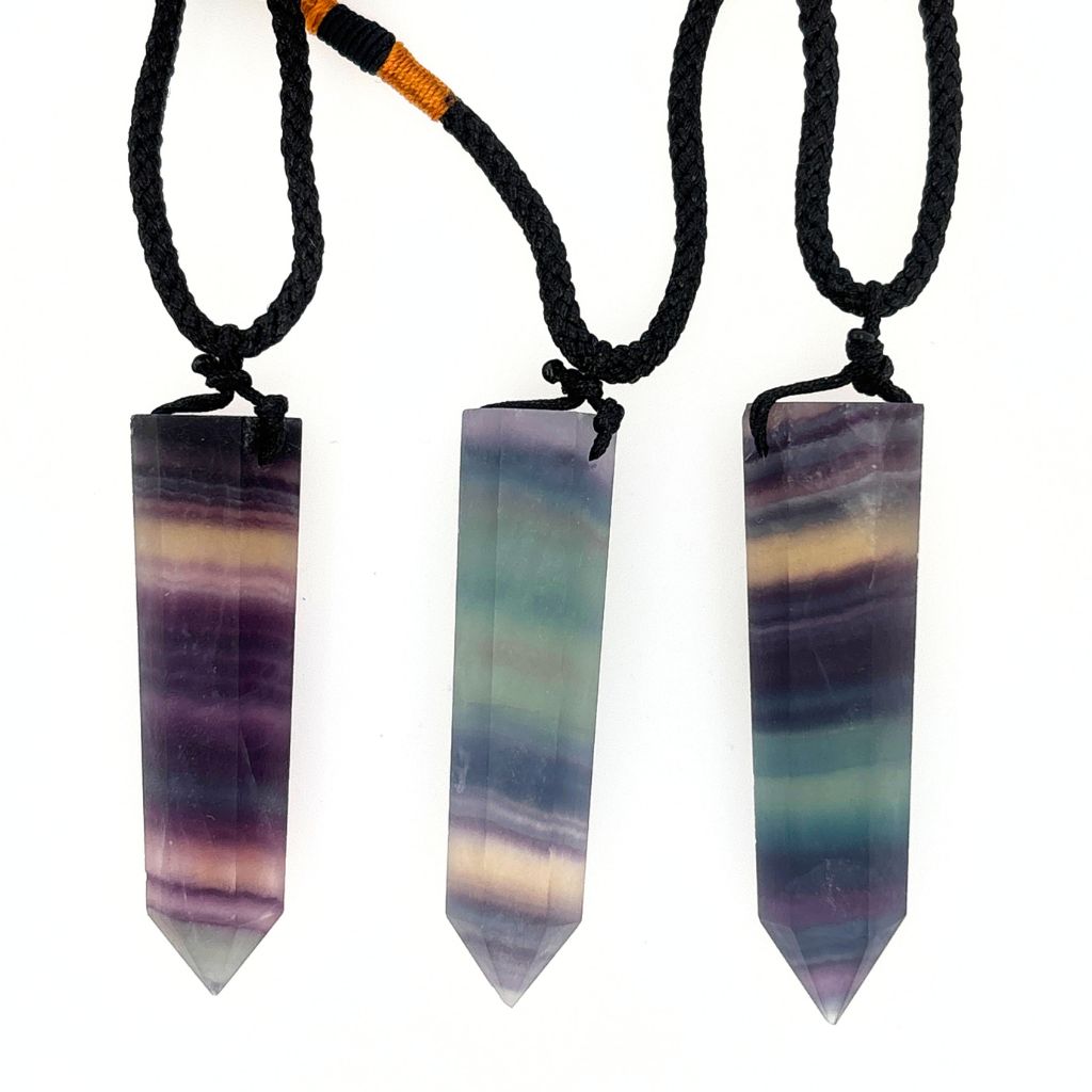 Fluorite Point Pendant Necklace | Natural Crystal Pendant