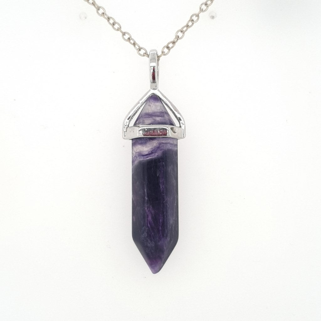 fluorite double terminated point pendants