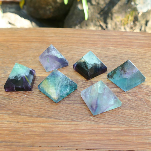 Fluorite Crystal Pyramids | Rainbow Fluorite Pyramid for Success Healing Reiki Stress Relief