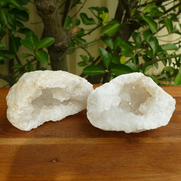 Friendship Stones - Quartz with Calcite Geode Pair