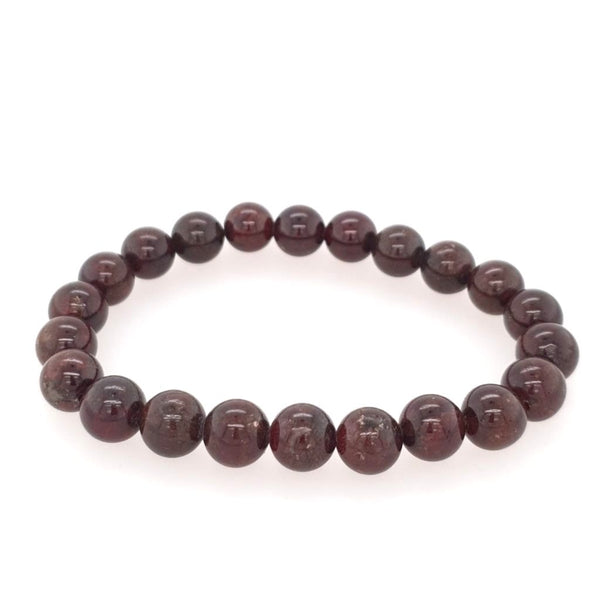 Garnet Bead Bracelets 8mm Unisex Semi Precious Gemstone Stretch Bracelet Stress Relief