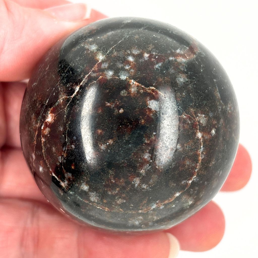Natural Garnet crystal sphere 295g polished dark red stone