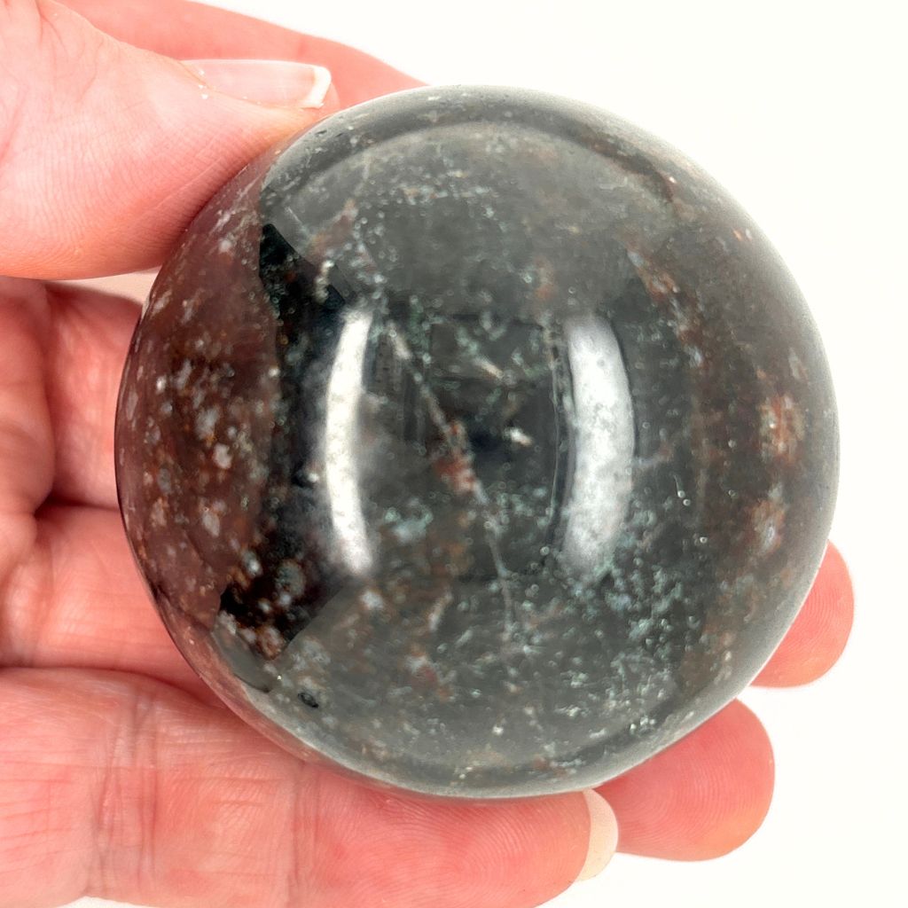 Natural Garnet crystal sphere 295g polished dark red stone