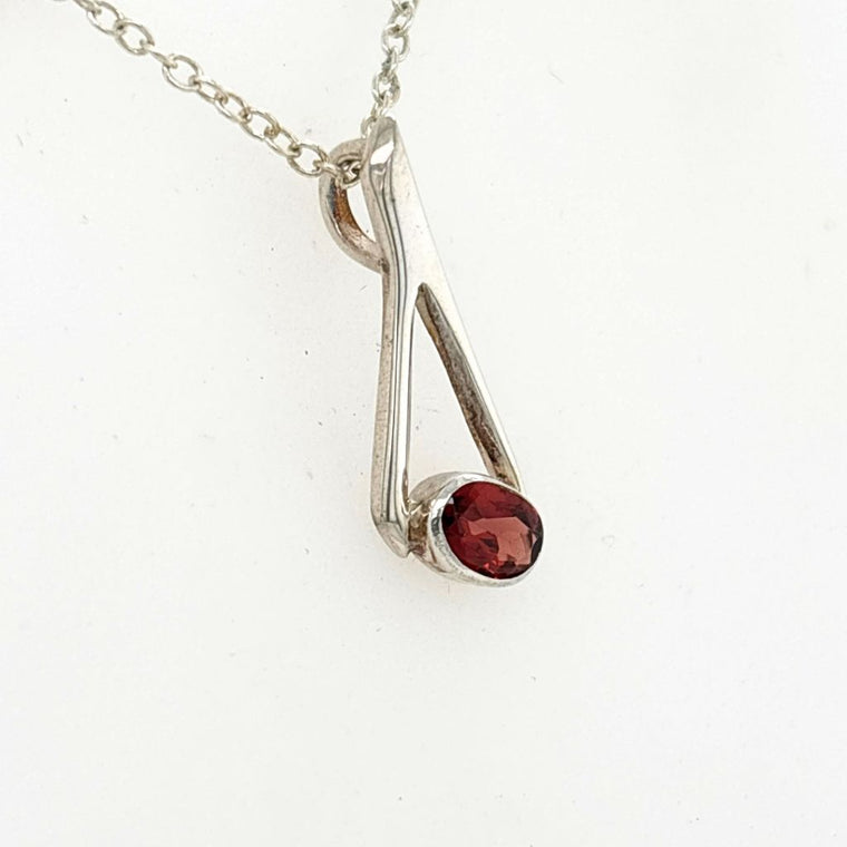 Garnet Pendant | Sterling Silver Jewellery Necklace