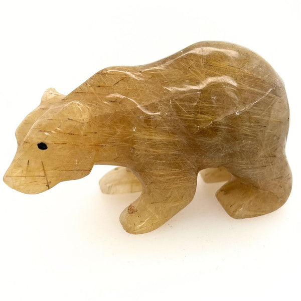 Golden Rutilated Quartz Bear – Strength & Clarity