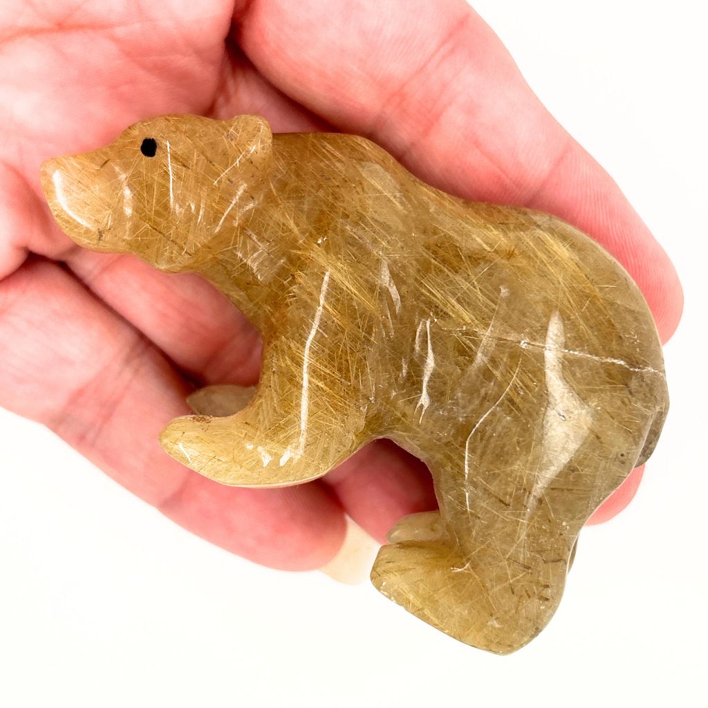 golden rutilated quartz bear