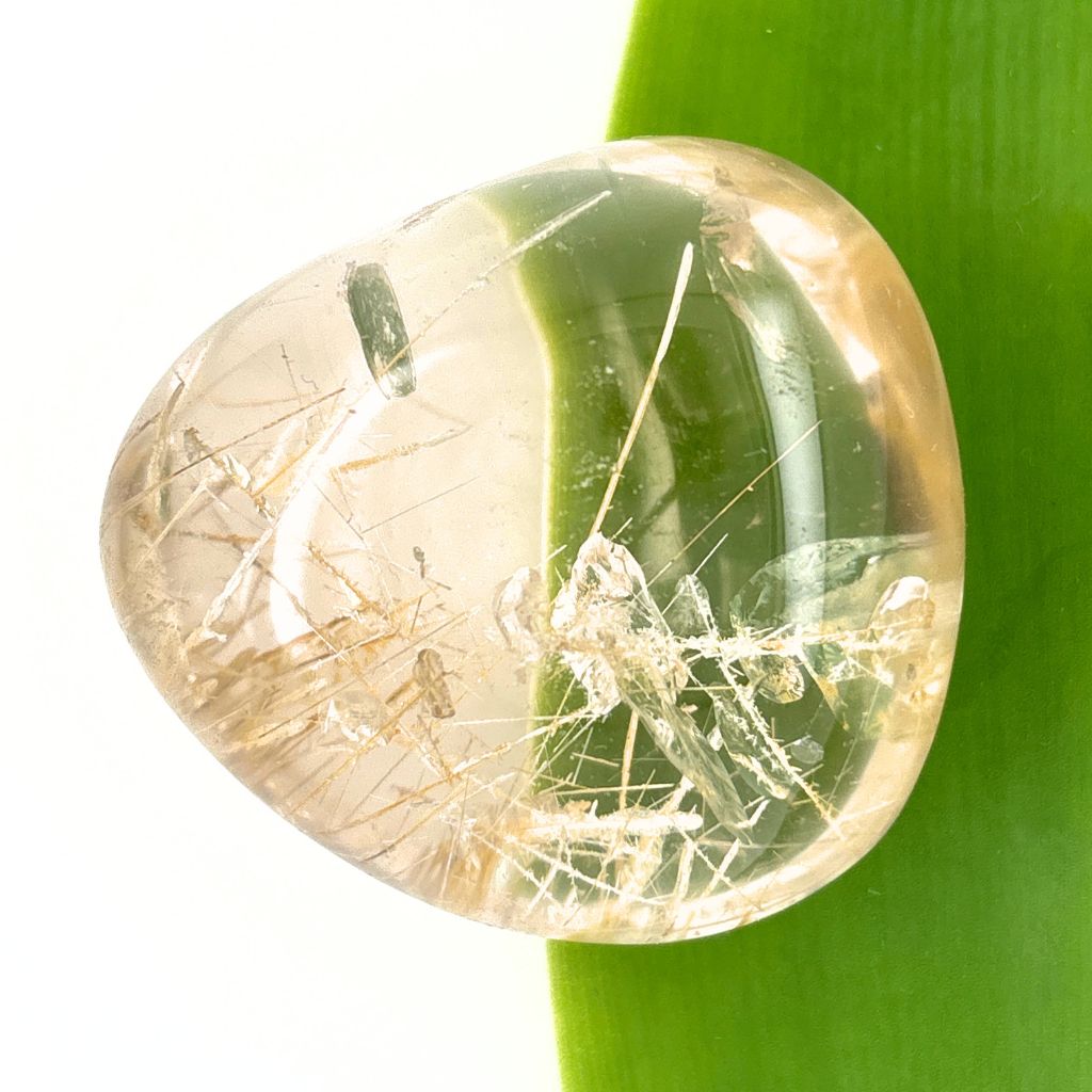 Golden Rutilated Quartz polished freeform with natural golden rutile needle inclusions