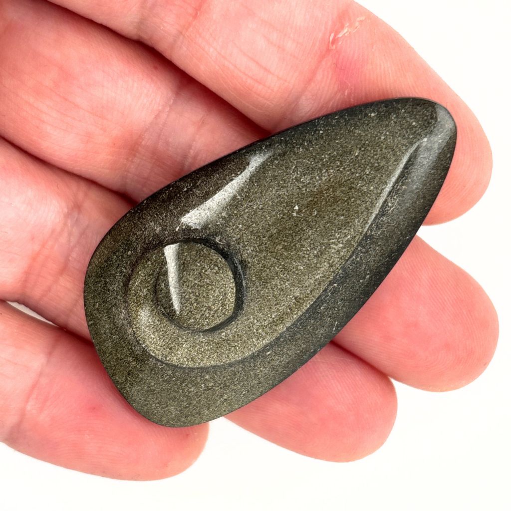 Golden Sheen Obsidian carving 51mm with golden bronze shimmer