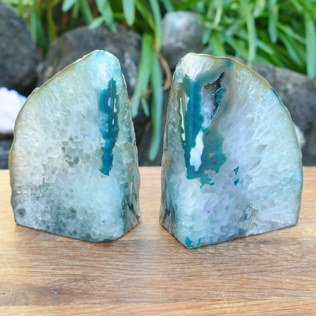 Green Agate Bookends: Add a Touch of Elegance