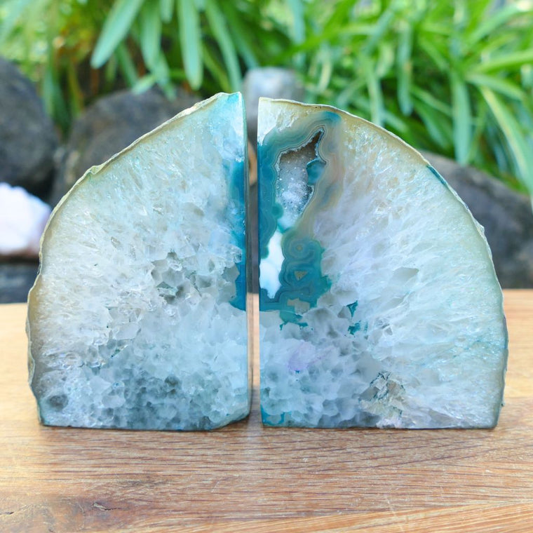 Green Agate Bookends: Add a Touch of Elegance