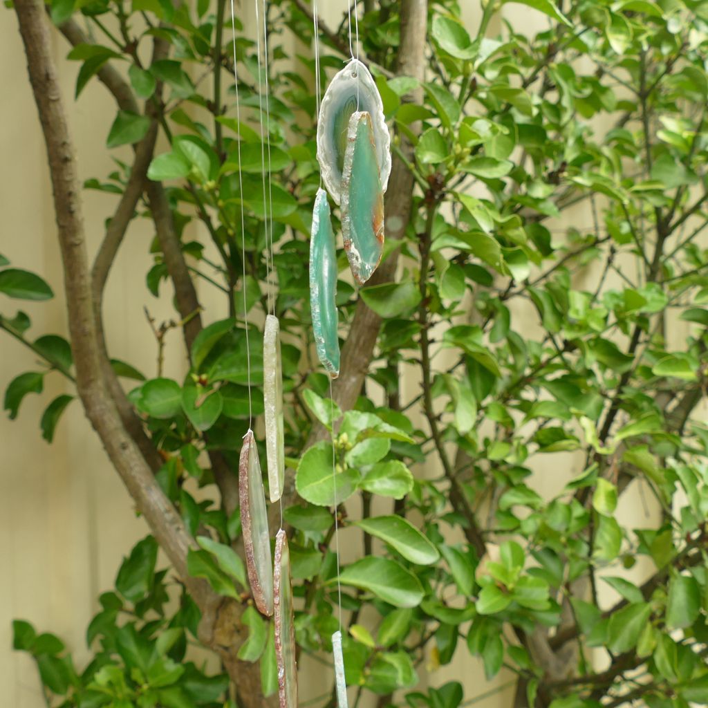 green agate slice windchimes