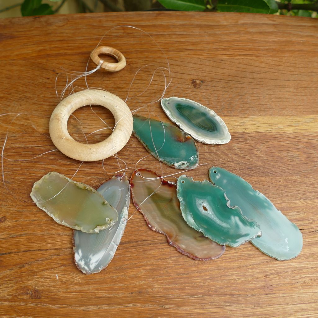 green agate slice windchimes