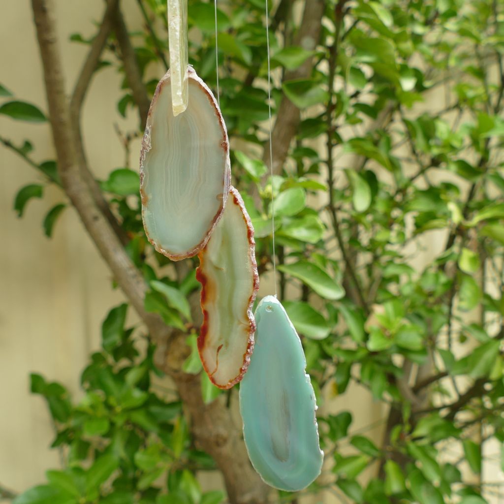 green agate slice windchimes
