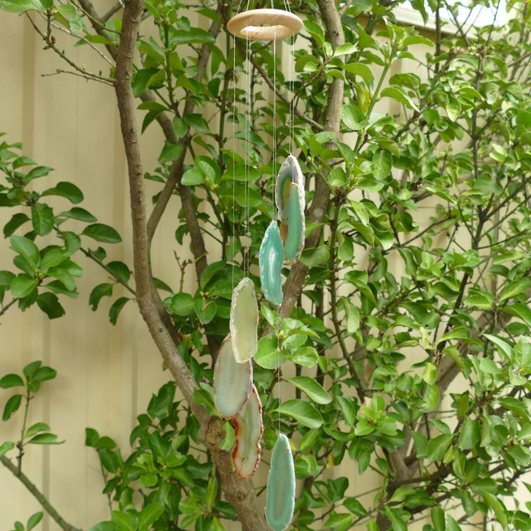green agate slice windchimes