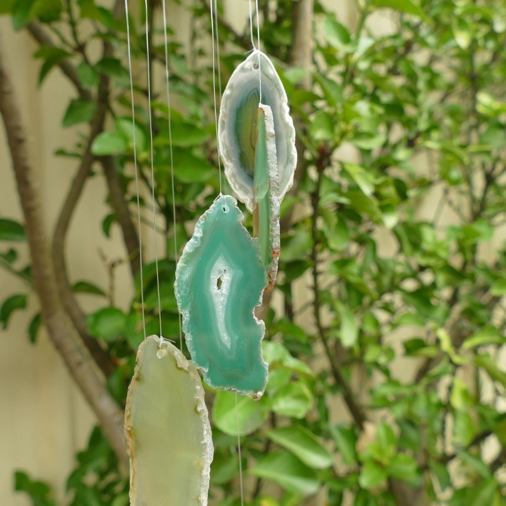 green agate slice windchimes