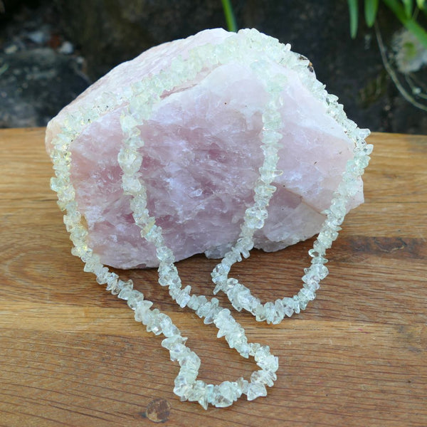 Green Amethyst (Prasiolite) Chip Necklace – 34 Inch