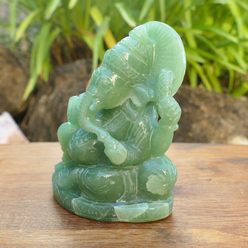 green aventurine ganesha statue