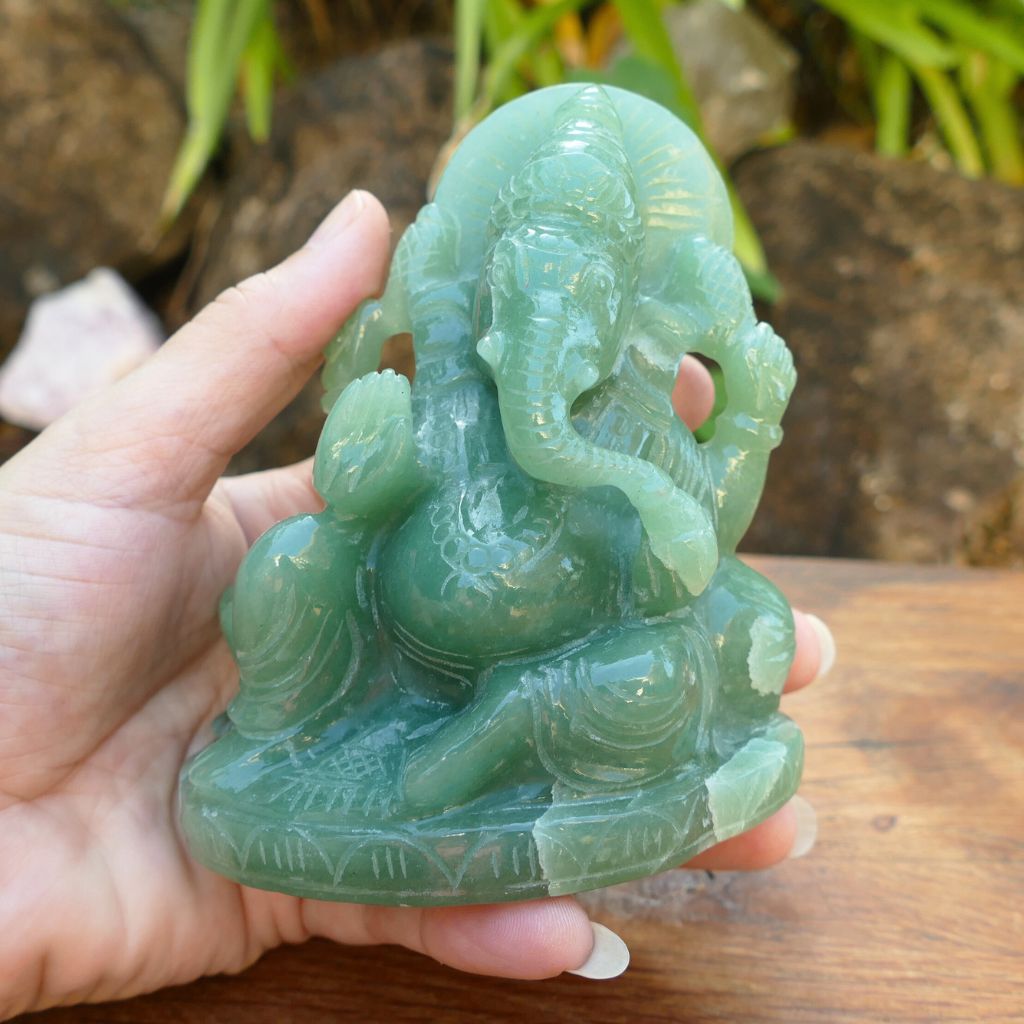 green aventurine ganesha statue