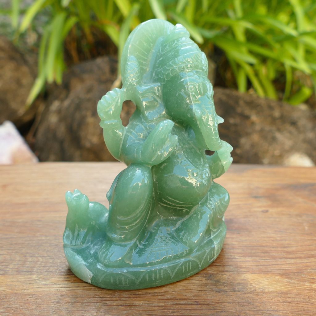 green aventurine ganesha statue