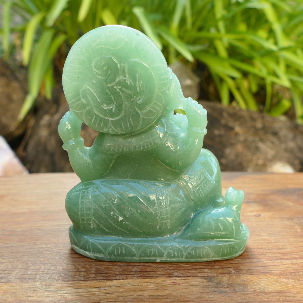 green aventurine ganesha statue