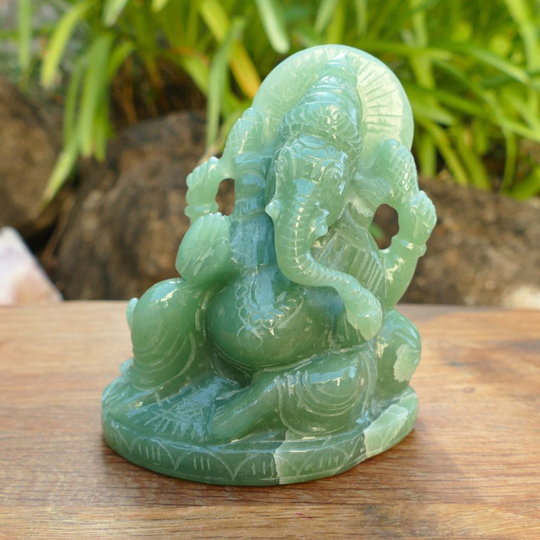 green aventurine ganesha statue