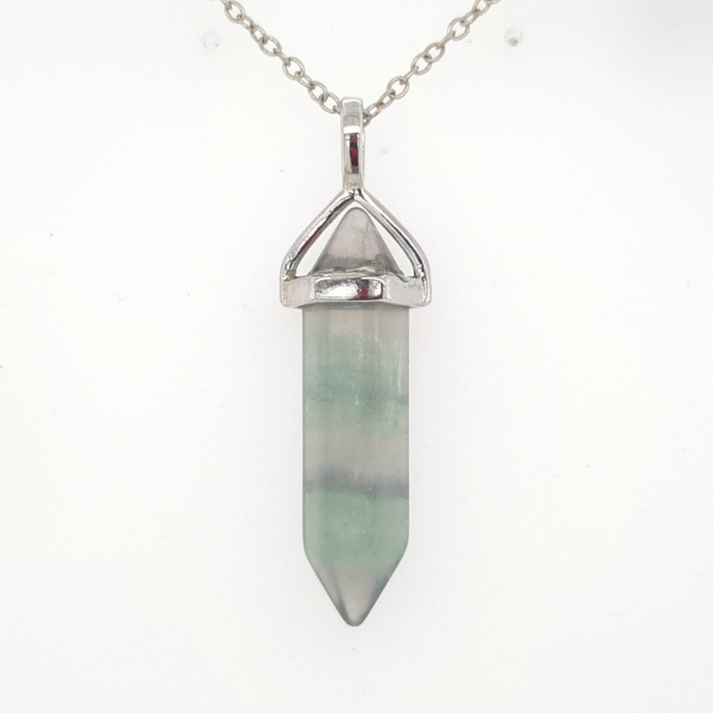 fluorite double terminated point pendants