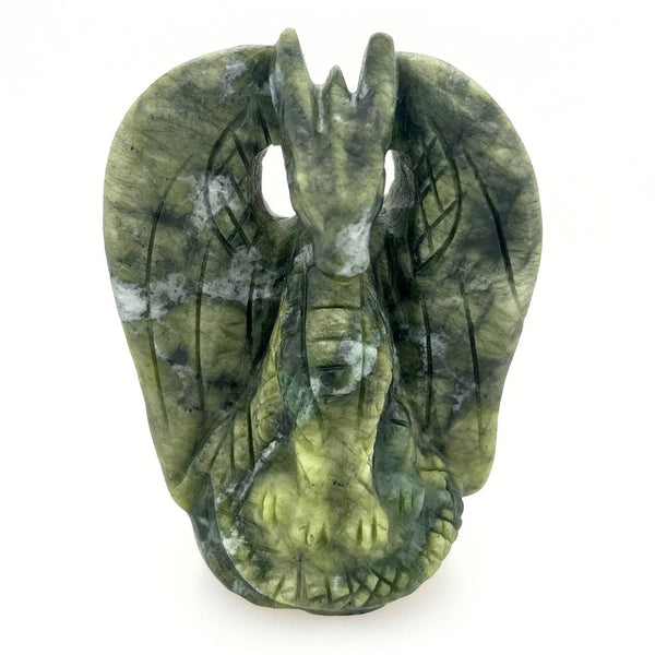 Green Jade Standing Dragon Carving