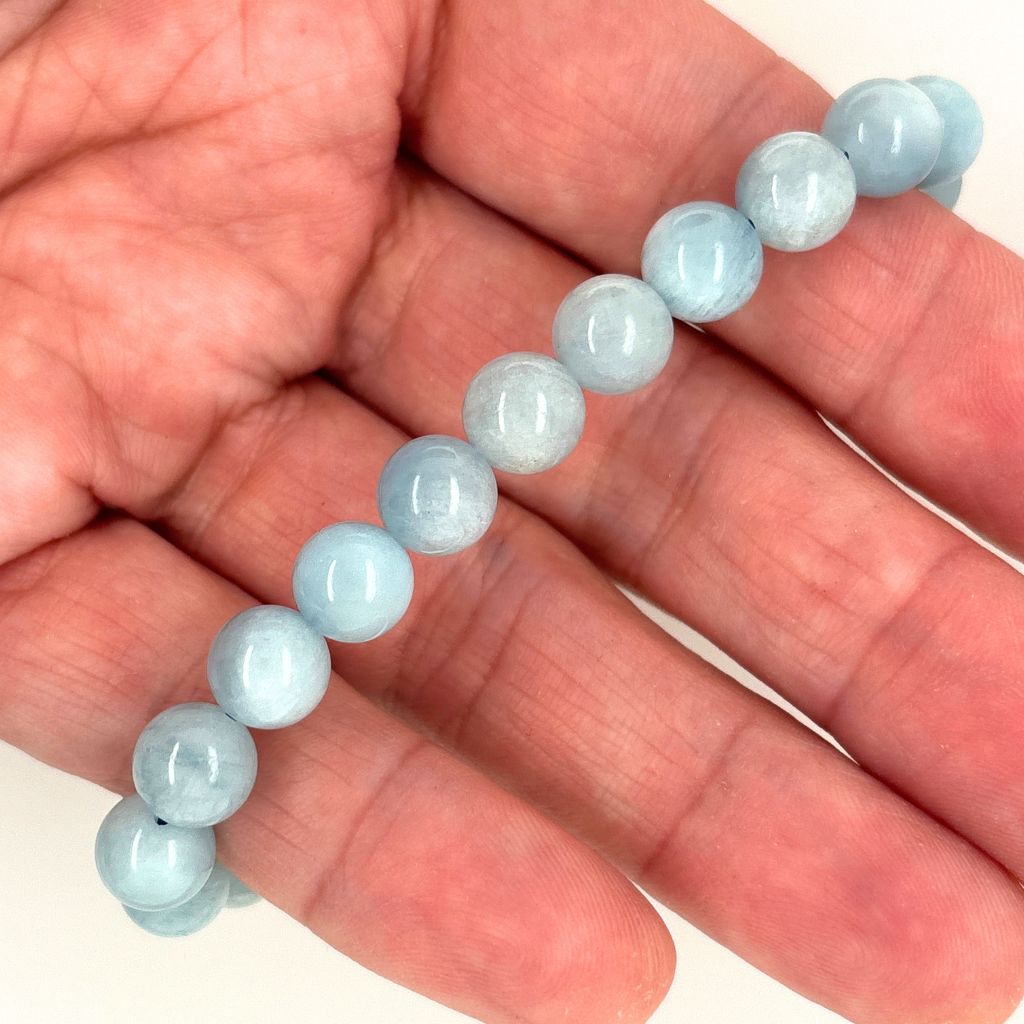 high grade aquamarine bead bracelet