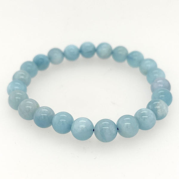 Aquamarine 8mm Bead Bracelet - High Grade