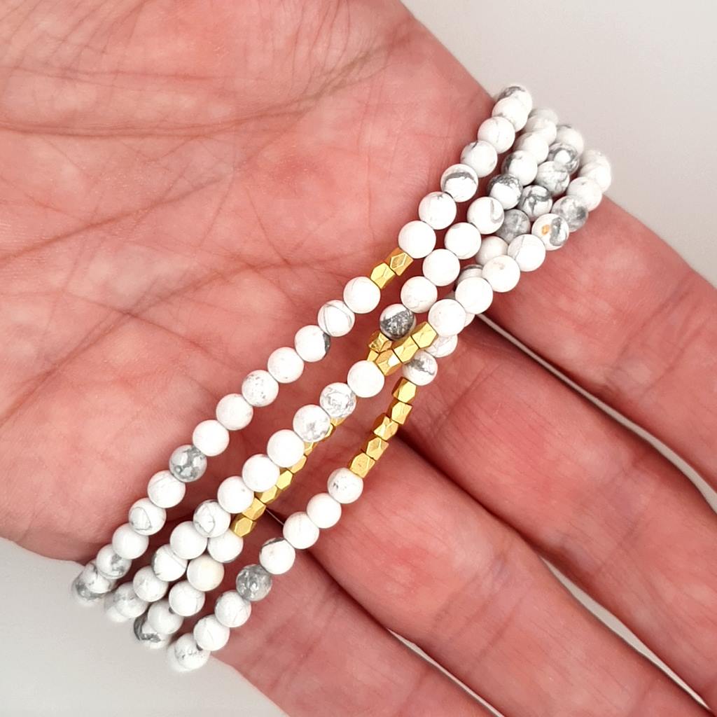 White Howlite Wrap Bracelet or Necklace