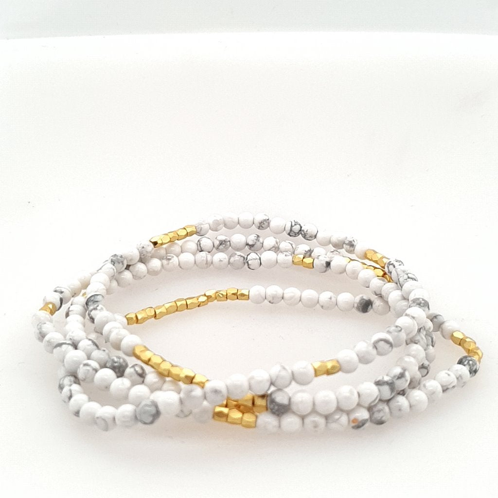 White Howlite Wrap Bracelet or Necklace