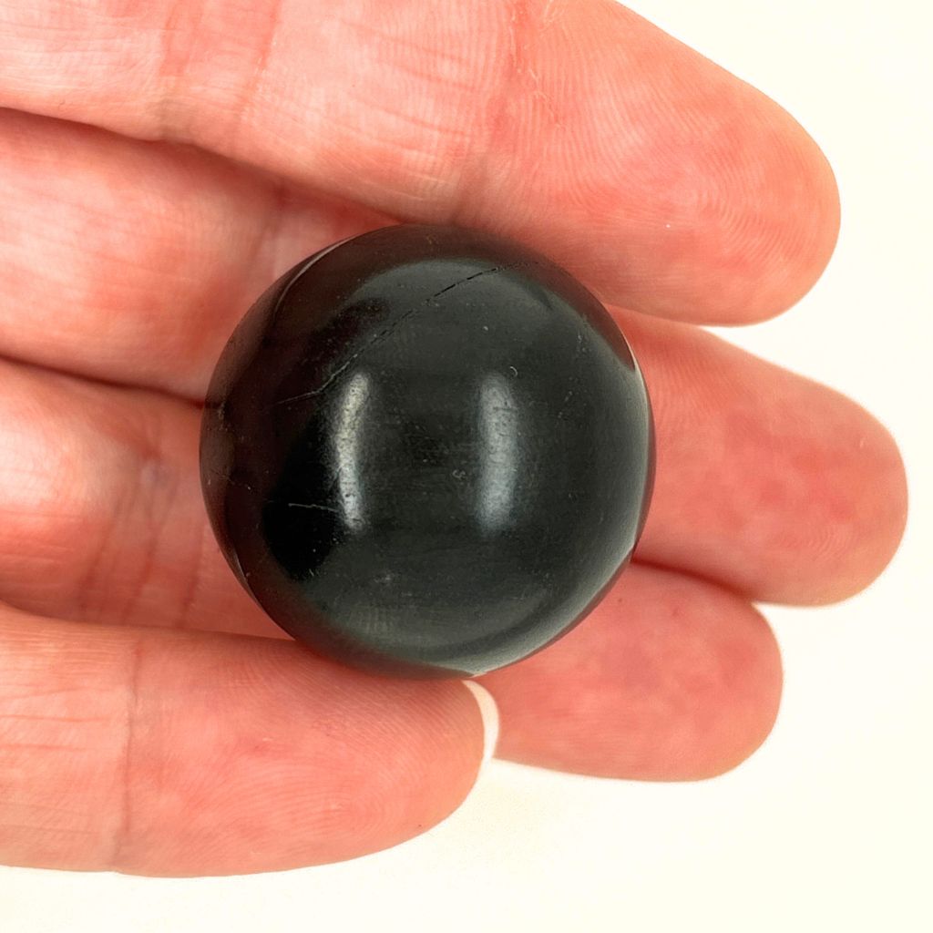Natural Jet crystal sphere 30g polished black stone