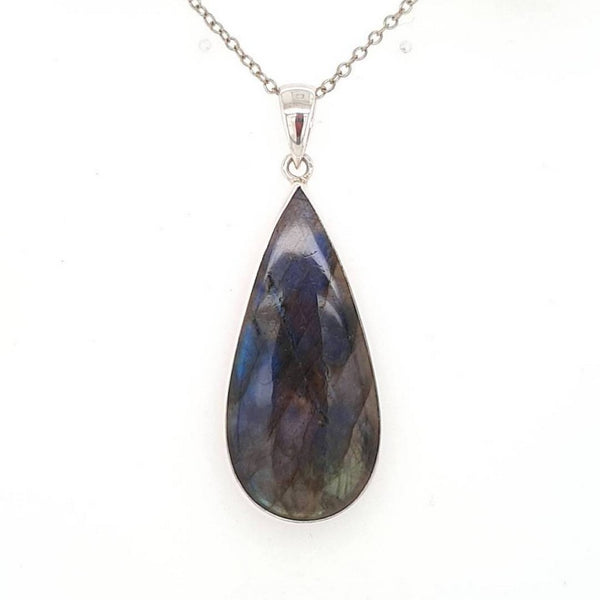 Labradorite Pendant with Beautifully Polished Labradorite in Sterling Silver