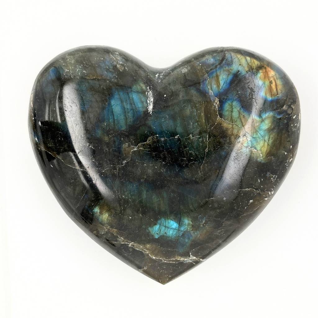Labradorite Heart 343g – Flashy Polished Labradorite Crystal Australia