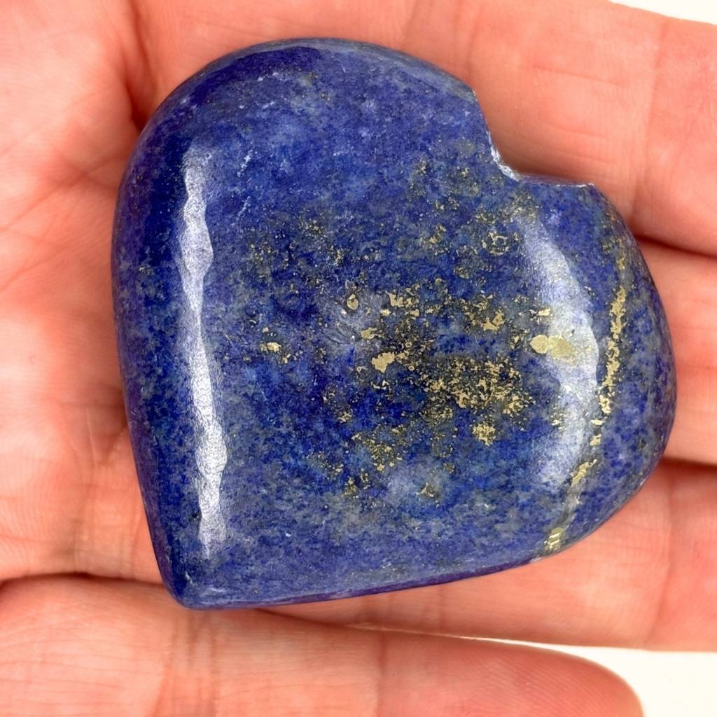 Lapis Lazuli Crystal Heart Blue with Gold Specs