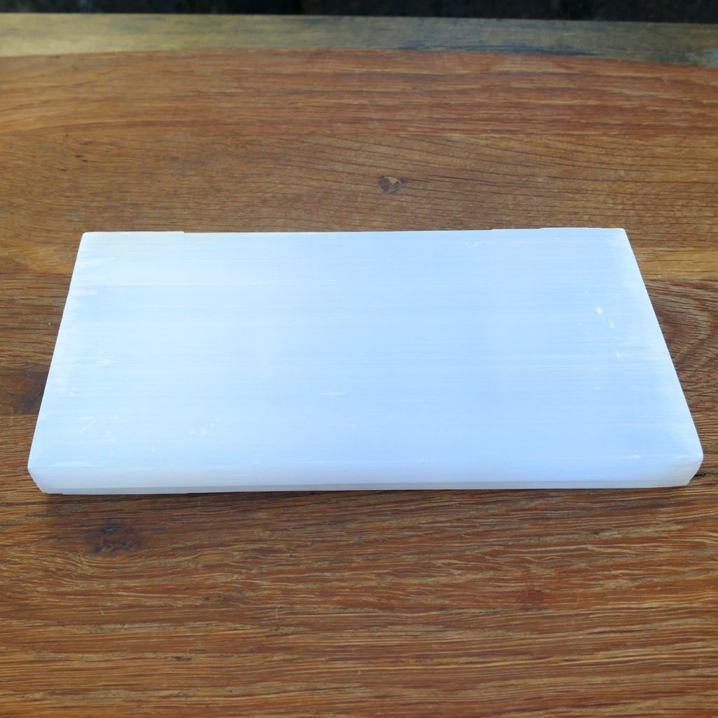 Large rectangular natural selenite crystal charging plate
