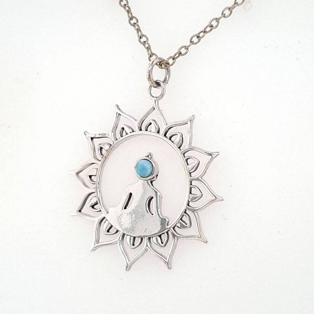 larimar mandala goddess pendant