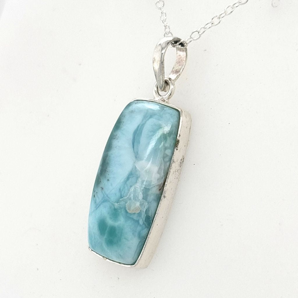 Larimar Pendant Australia | Blue Larimar Crystal Necklace Silver