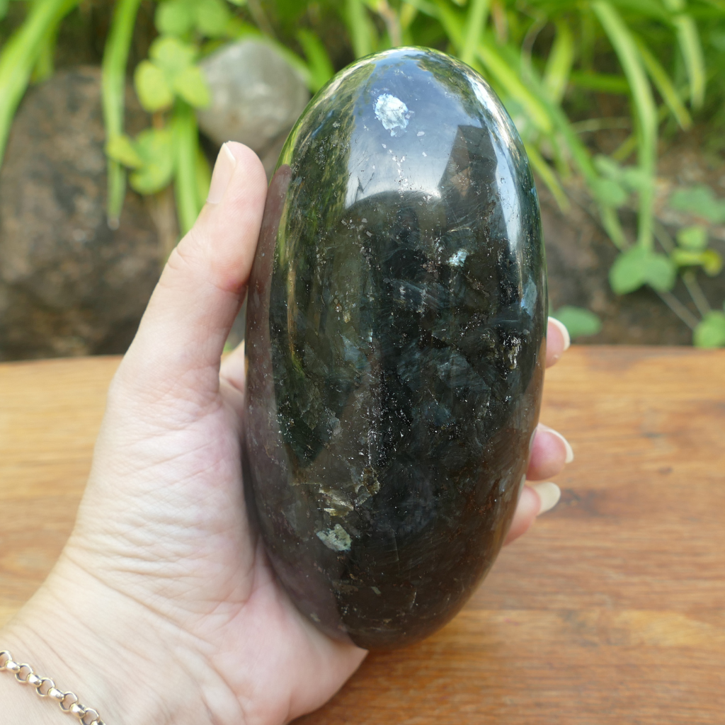 Larvikite Shiva Lingam – Polished Protection & Grounding Stone