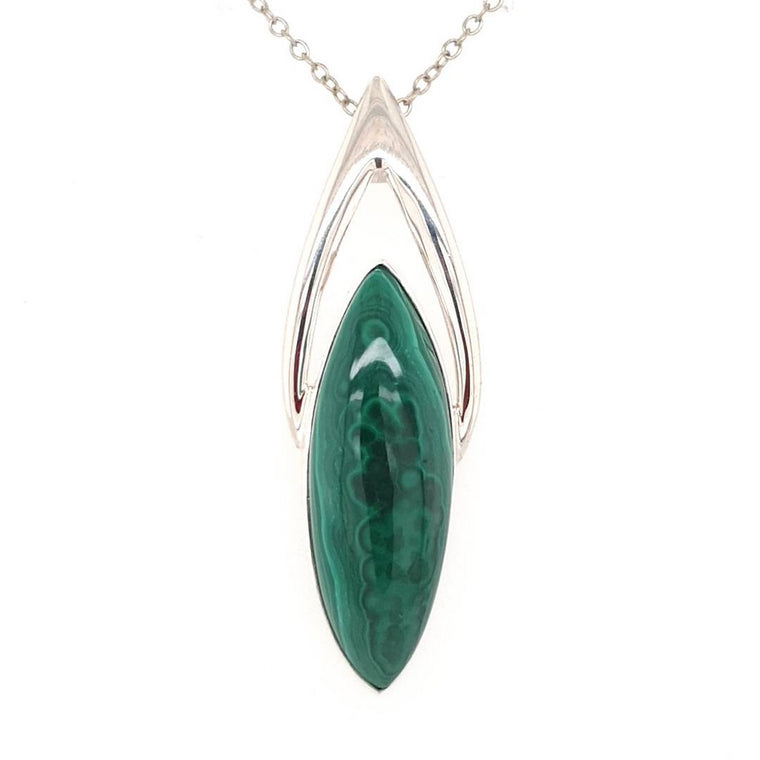 Malachite Crystal Pendant Sterling Silver Jewellery by Blue Turtles