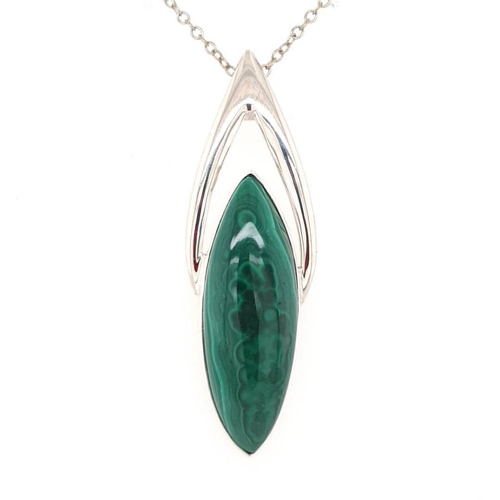 Malachite Crystal Pendant Sterling Silver Jewellery by Blue Turtles