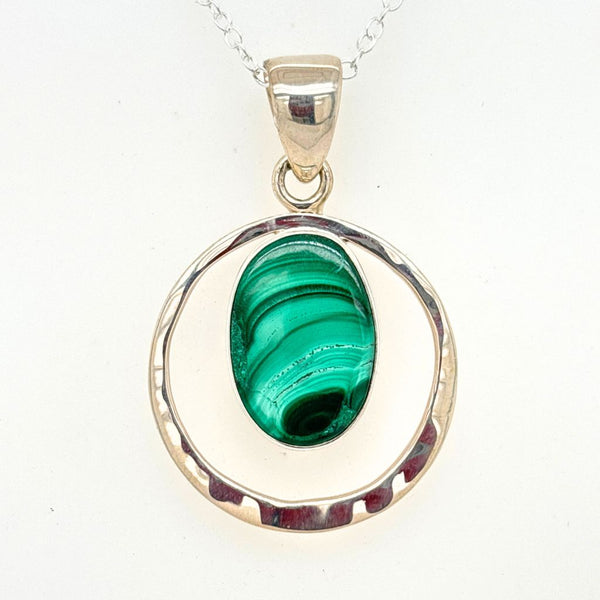 Malachite Crystal Pendant Sterling Silver Jewellery by Blue Turtles