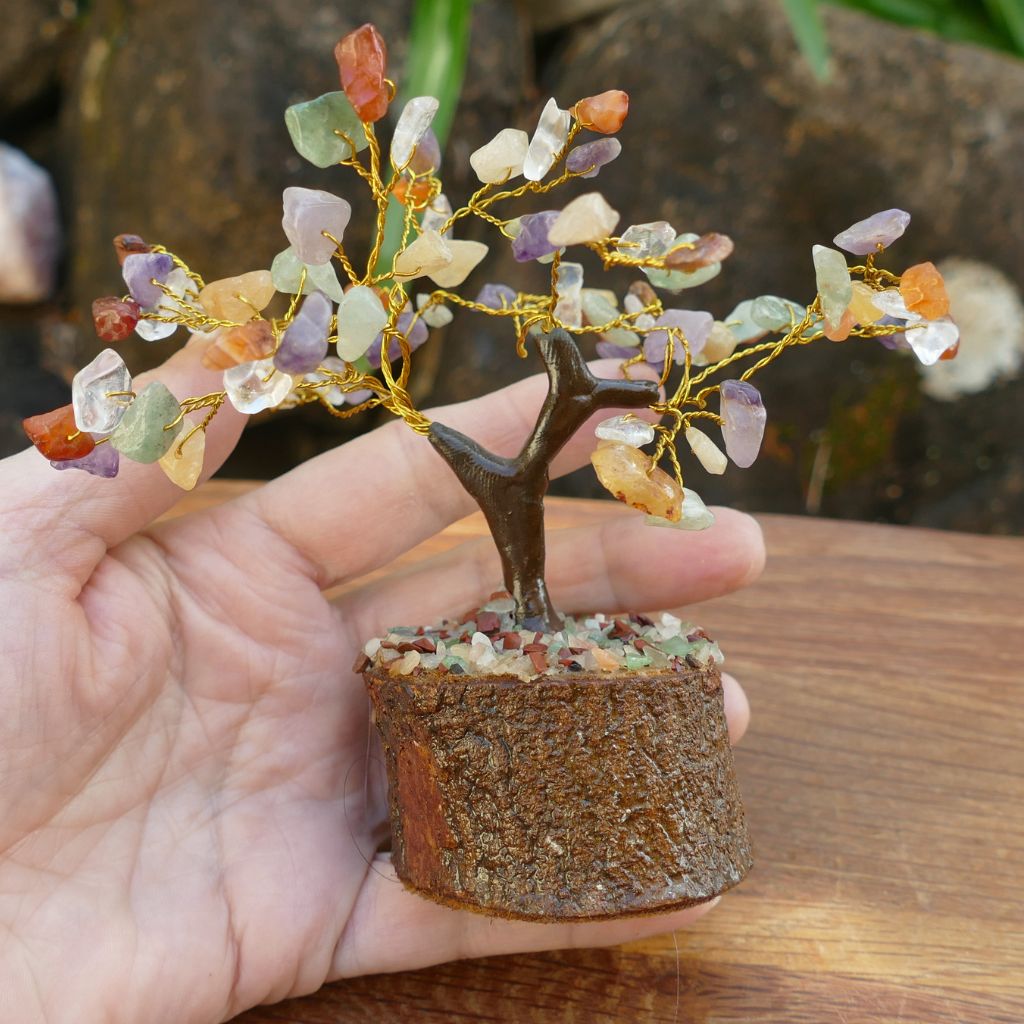 Crystal Gem Tree on Wooden Base - Mix
