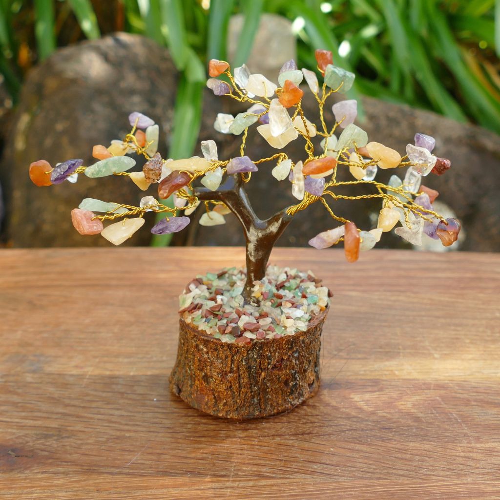 Crystal Gem Tree on Wooden Base - Mix