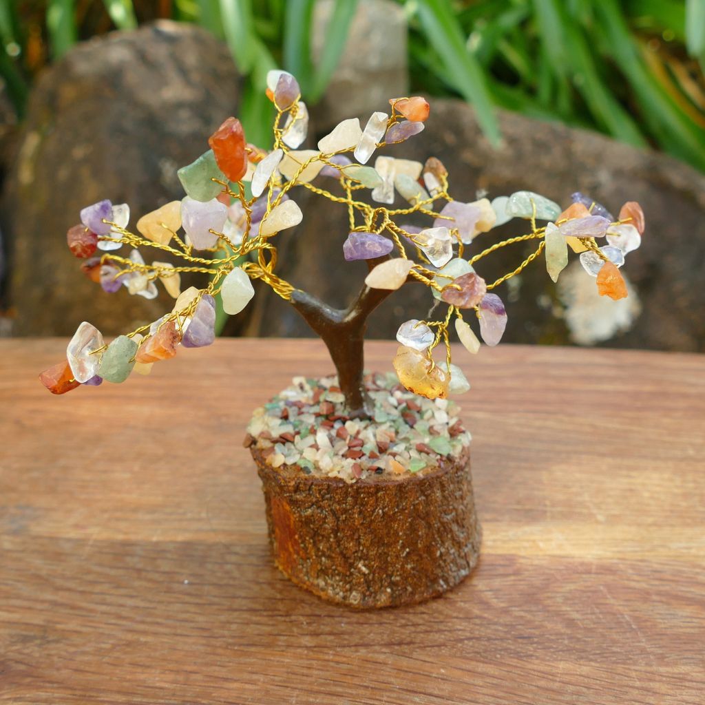 Crystal Gem Tree on Wooden Base - Mix