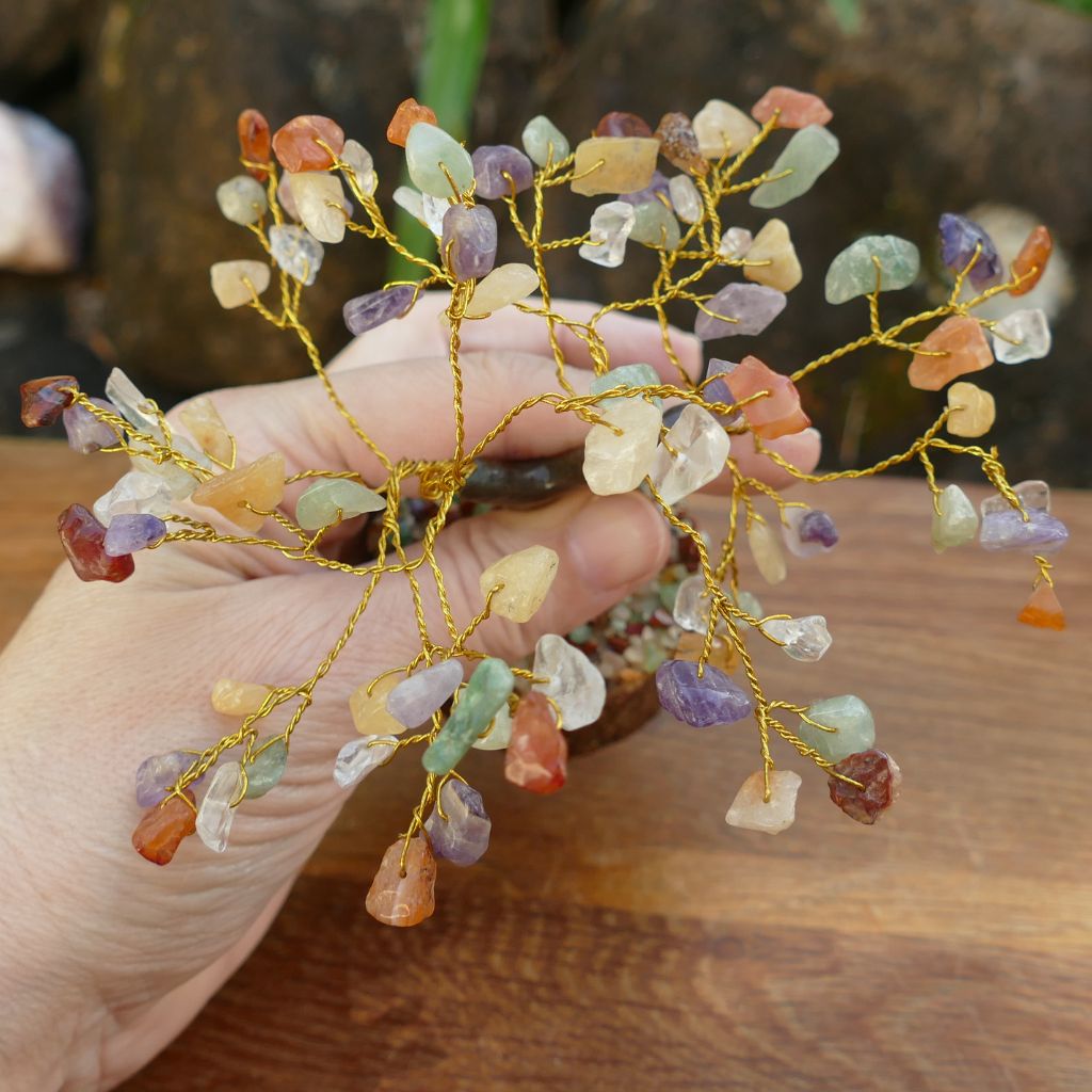 Crystal Gem Tree on Wooden Base - Mix