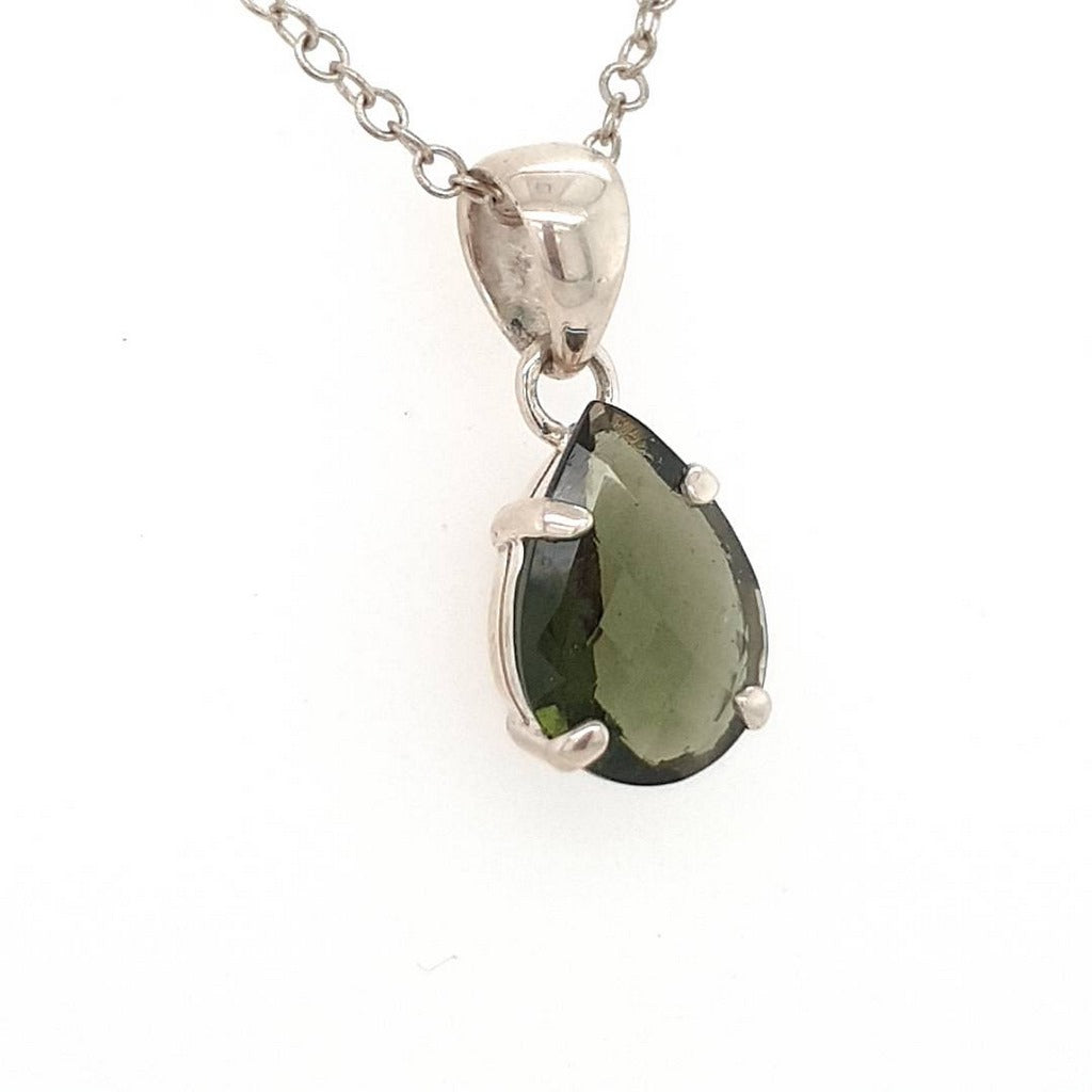 faceted moldavite pendant