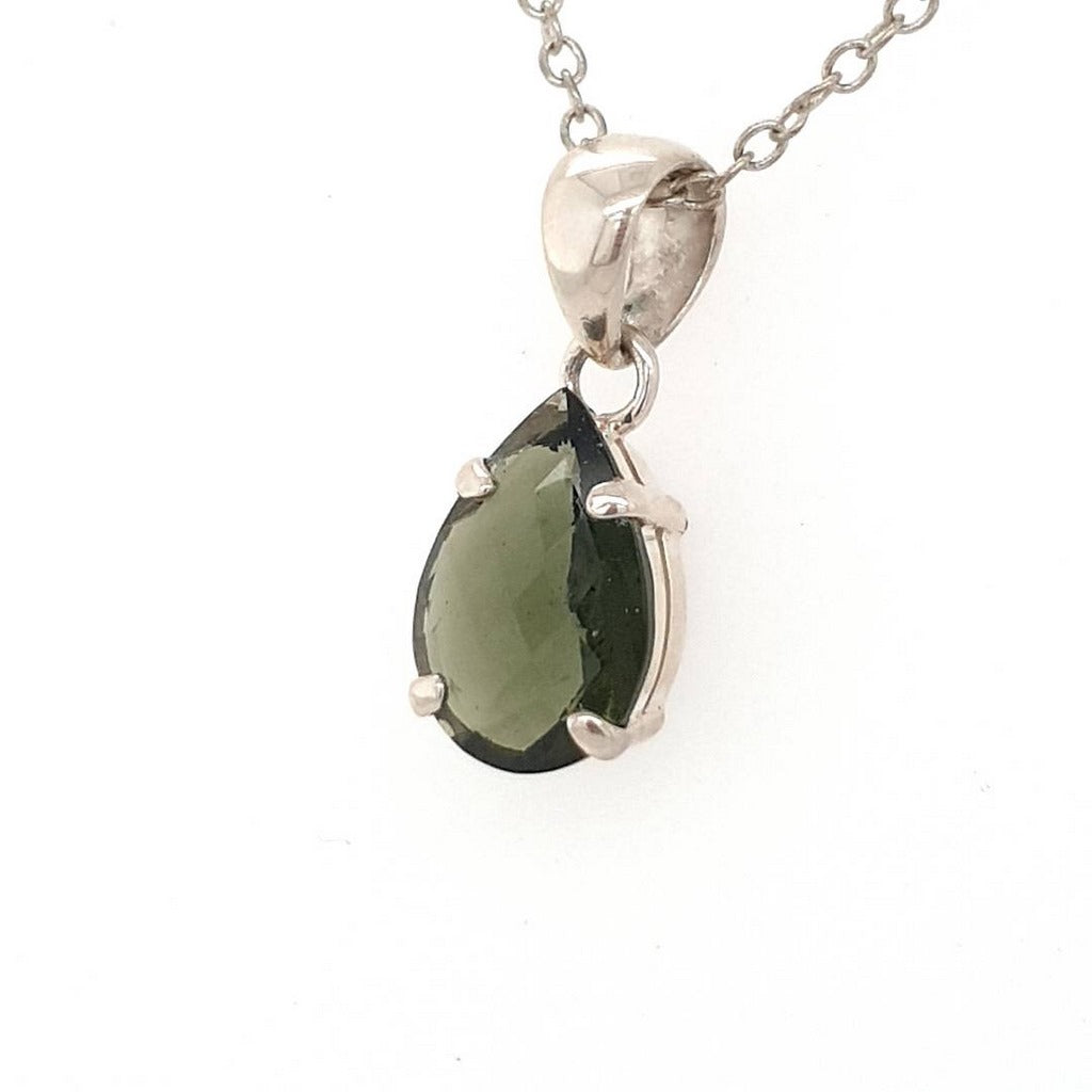 faceted moldavite pendant
